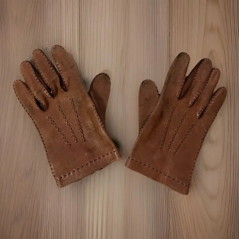 Vintage Fownes? Brown Leather Gloves Women’s Large 9-9.5 Driving Distressed